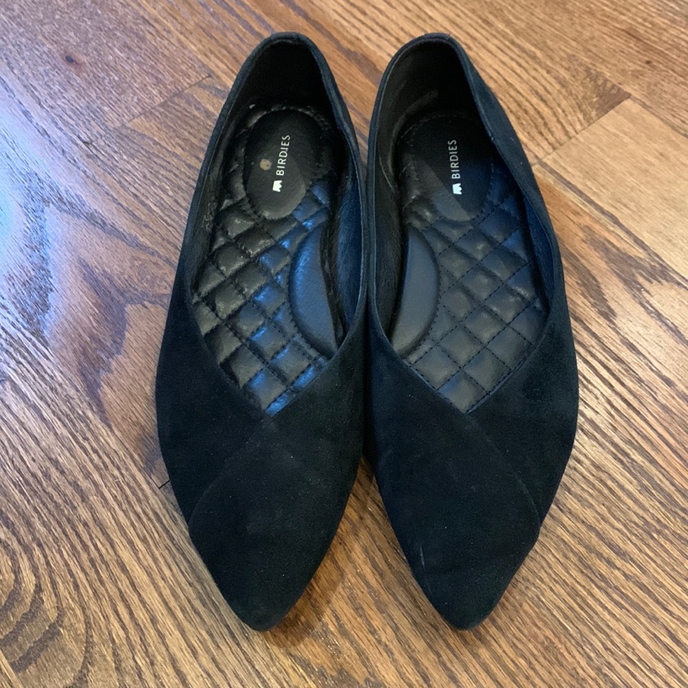GUC Birdies Goldfinch Black Suede Flats; Size 8